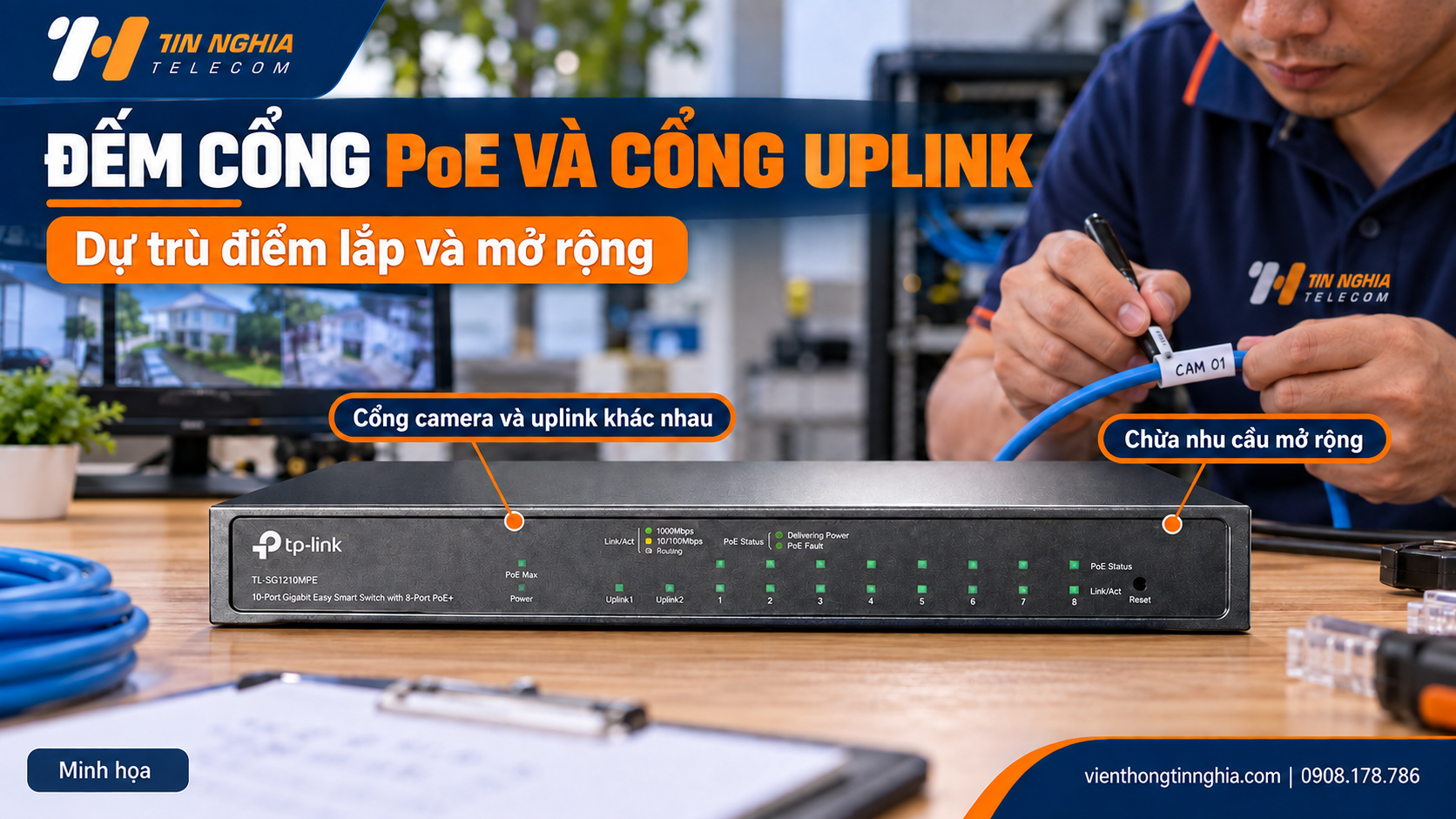 Tính số cổng PoE, cổng uplink và nhu cầu mở rộng – Viễn Thông Tín Nghĩa