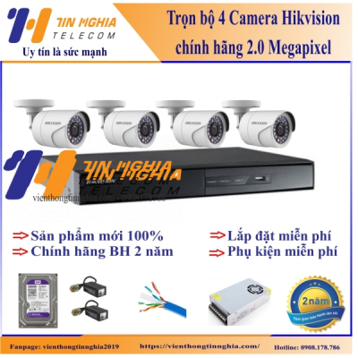 Trọn Bộ 4 Camera Hikvision
