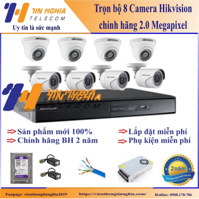 Trọn Bộ 8 Camera Hikvision